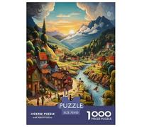Village de Montagne | Paradis Puzzle 1000 Pièces, Défi Captivant Jouet Relaxant pour Adultes Et Enfants Jeu Éducatif Décor Mural & Cadeau Moderne 70x50cm/1000pcs