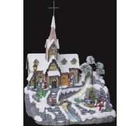Village de noël animé et lumineux modèle église