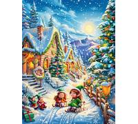 Village de Noël avec Maison de Campagne 1000 Pièces Puzzle Collectionneur en Carton Rigide sans Déformation Mythes fantastiques Très Difficile Motif Complexe Décoration Murale Qualité Premium 100