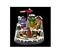 Village de Noël avion du Père Noël et calèche lumineux et animé