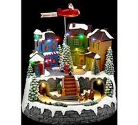 Village de Noël avion du Père Noël et calèche lumineux et animé Multicolore G
