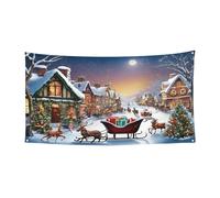 Village de Noël - Bannière personnalisable pour événements - Décoration extérieure/intérieure avec œillets métalliques pour festivals et fêtes