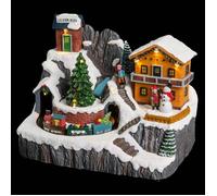 Déco Noël chalet montagne piles lumineux animé musical