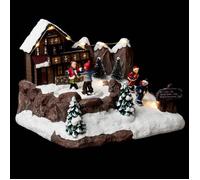Village de Noël chalet et patineur animé 9 LED à piles Atmosphera createur d'interieur
