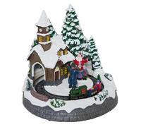 Déco Noël tunnel au village piles lumineux animé Blanc et assortis