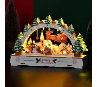 Village de Noël en bois avec lumières, arche miniature, maison de village de Noël, décoration de table