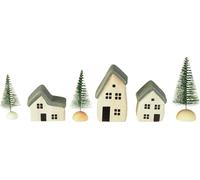 Village de Noël en bois Skandi Déco Maisons miniatures Lot de 6