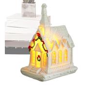Village de Noël : ensemble de villages de vacances éclairés, arbres de maison miniatures, figurines d'éclairage LED à piles | Décorative Christmas Village pour table Nappe Cheminée
