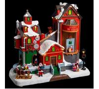 Village de Noël Fabrique "Laponie" 30cm Rouge