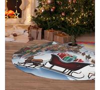 Village de Noël - Jupe de sapin de Noël - 122 cm - Tapis de base pour décorations de vacances et cadeaux