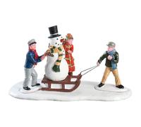 Village de Noël Lemax : enfants et bonhomme de neige
