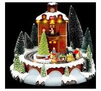 Article et décoration de fête Fééric Lights & Christmas Village de Noël lumineux gare avec train animé - Multicolore