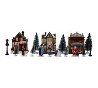 Village de Noël Lumineux LED, set de 3 maisons et accessoires - SILUMEN