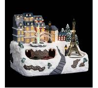 Village de Noël lumineux tour Eiffel et fontaine