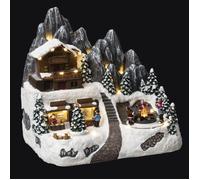 Village de Noël refuge d'altitude lumineux et animé - Multicolore