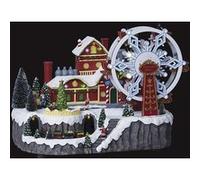 Village de noël roue du père noël animé et lumineux Marron G