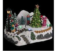 Village de Noël sapin et enfant animé 6 LED à piles Feeric lights & christmas