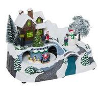 Village de Noël traineau + maison + bonhomme de neige