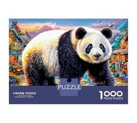Village de Pandas Puzzle en Carton Panda géant Close-up 1000 Éléments Papier Épais pour Débutants Impression HD Facile À Assembler Cadeau De Noël Exclusif Nouveau Modèle 70x50cm/1000pcs