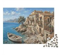 Village de pêche grecPuzzle Classique 1000 Pièces mer Égée pour Couples Relaxation Mentale Divertissement Familial Cadeau d'anniversaire 52x38cm/1000pcs