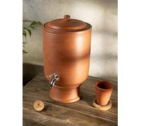 Village Decor Handmade Earthen Clay water pot with Accessories (7000 ML Tap Model)