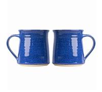 Village Decor Lot de 2 tasses en céramique émaillée Bleu marine 350 ml
