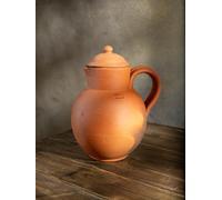 Village Decor Pichet à eau en argile fait à la main avec couvercle | Carafes Pichet Capacité 1,899 g 2000 ml.
