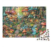 Village des Champignons 1000 Pièces Fantastique Puzzle en Carton Solide pour Adolescents 12-18 Ans Compétence Logique Jeu De Fête Meilleur Cadeau pour Les Amateurs De Puzzles Ados 52x38cm/1000pcs