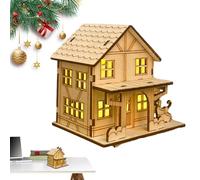 Village Des Maisons De Noël - Ville Miniature Des Fêtes, Cabine De Vacances Rustiques | Scène De Noël En Bois, Hameau D'hiver Festif, Décoration De Saison Illuminée Pour La Table De La Maison De La Ma