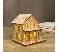 Village des Maisons De Noël - Wood + Composants Électroniques Allumez Les Mini-Maisons Village Vacances Ensemble | Décorations De Table À Noël Conduites, Ornements Dee Scène d'hiver Festifs Po