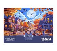 Village d'halloween 1000 Piece Jigsaw Puzzle for Adults Educhational Games Stress Relief Puzzle Exercise The Memory of The Brain for Men, Women, Elders, Seniors 70x50cm/1000pcs