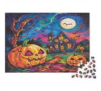 Village d'halloween Puzzle 1000 Pièces Cadeau Unique Jack-o'-Lantern Défi Jouet À De Qualité Supérieure Peinture Art pour Adultes Et Enfants À Partir De 14 Ans 1000pcs (75x50cm)