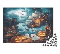 Village d'halloween Puzzle 1000 Pièces Cadeau Unique Jack-o'-Lantern Défi Jouet À De Qualité Supérieure Peinture Art pour Adultes Enfants 1000pcs (75x50cm)