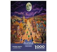 Village d'halloween Puzzle 1000 Pièces Educa Jouet Cadeau Unique De l'art De La DécoRation Art Jeu Éduchatif Challenge Toy pour Adultes Et Enfants À Partir De 12 Ans 70x50cm/1000pcs