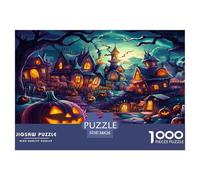 Village d'halloween Puzzles Jeu De Puzzle Activités Familiales Stimulantes 1000 Pieces Spooky Season Puzzles Classiques Qualité Premium pour Adultes 38x26cm/1000pcs