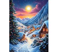 Village d'hiver dans la forêt magique 500 Pièces Puzzle Expert Confirmé En Carton Rigide Haute Densité Animal mignon de conte de fées Très Difficile Motif Complexe Décoration Murale Cadeau Premium 500