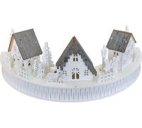 Village en bois 3 maisons LED 14x40 cm