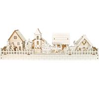 Village en bois avec éclairage LED 12x40 cm