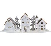 Village en bois avec maisons LED 15,8x44 cm