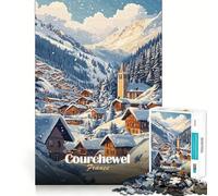Village enneigé de Courchevel, France Puzzle 1000 pièces pour Adolescents Jeu de logique Découpe précise Collection d'œuvres d'art (38x26cm)