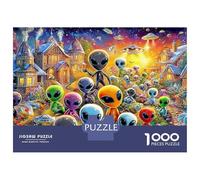 Village Extraterrestre Puzzle 1000 Pièces Aliens dans Le Jardin Cosmique Puzzle en Carton Écologique Et Précis, Jeu Relaxant Et Stimulant pour Adultes Et Famille 52x38cm/1000pcs