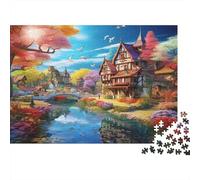 Village Fantaisie 1000 PC 3 Couches Carton Architecture Fantaisie médiévale Puzzle, Jeu Impossible, Formation Logique, Décompression & Cadeau Collectionneurs Famille 70x50cm/1000pcs