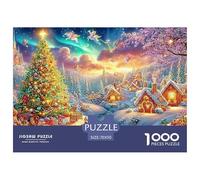 Village Festif avec Un Arbre décoré et des fées Puzzle De 1000 Pièces Christmas Style Puzzles Classiques pour Enfants Et Adultes 70x50cm/1000pcs