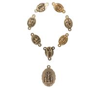 VILLAGE GIFT IMPORTERS Sept chagrins de Marie Médailles de couleur bronze | Fournitures d'artisanat chapelet catholique | Lot de 8 perles religieuses | Fabrication de chapelet à faire soi-même |