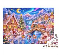 Village Hiver Train 1000 Pièces pour Adolescents Mini Puzzle Relaxant