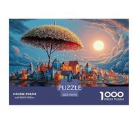 Village in The Shape of an Umbrella Floating 1000 Pièces Carton Extra-épais Puzzle À Faire Soi-même Umbrella Tree Stimulant Et Éducatif Jeu Familial Puzzles pour Adultes Et Enfants 70x50cm/1000pcs