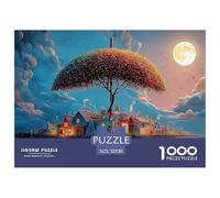 Village in The Shape of An Umbrella Floating 1000 Pièces Carton Premium Puzzle À Faire Soi-même Umbrella Tree Stimulant Et Éducatif Jouet D'anniversaire Puzzles Pour Adultes Et Enfants 52x38cm/1000pcs