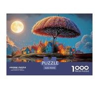 Village in The Shape of an Umbrella Floating 1000 Pièces Carton Premium Puzzle À Faire Soi-même Umbrella Tree Anti-Stress Jeu Familial Puzzles Cadeaux pour La Famille Et Les Amis 70x50cm/1000pcs
