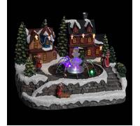 Village lumineux fontaine avec enfants 10 LED à variation de couleur - Atmosphera Créateur d'intérieur