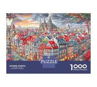 Village médiéval Puzzle 1000 Pièces Ville médiévale colorée Puzzle Décoratif en Carton, Jeu Relaxant Et Challenge pour Adultes Et Moments en Famille 38x26cm/1000pcs